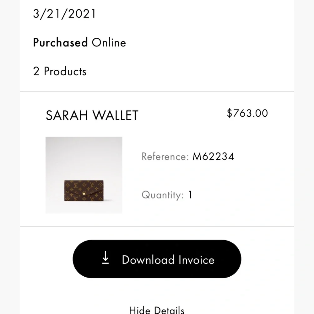 Louis Vuitton Monogram Sarah Wallet - Picture 8 of 8